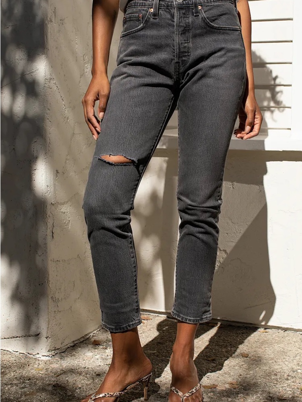 Levi's 501 Skinny Washed Grey High Rise Ankle Jeans size 32